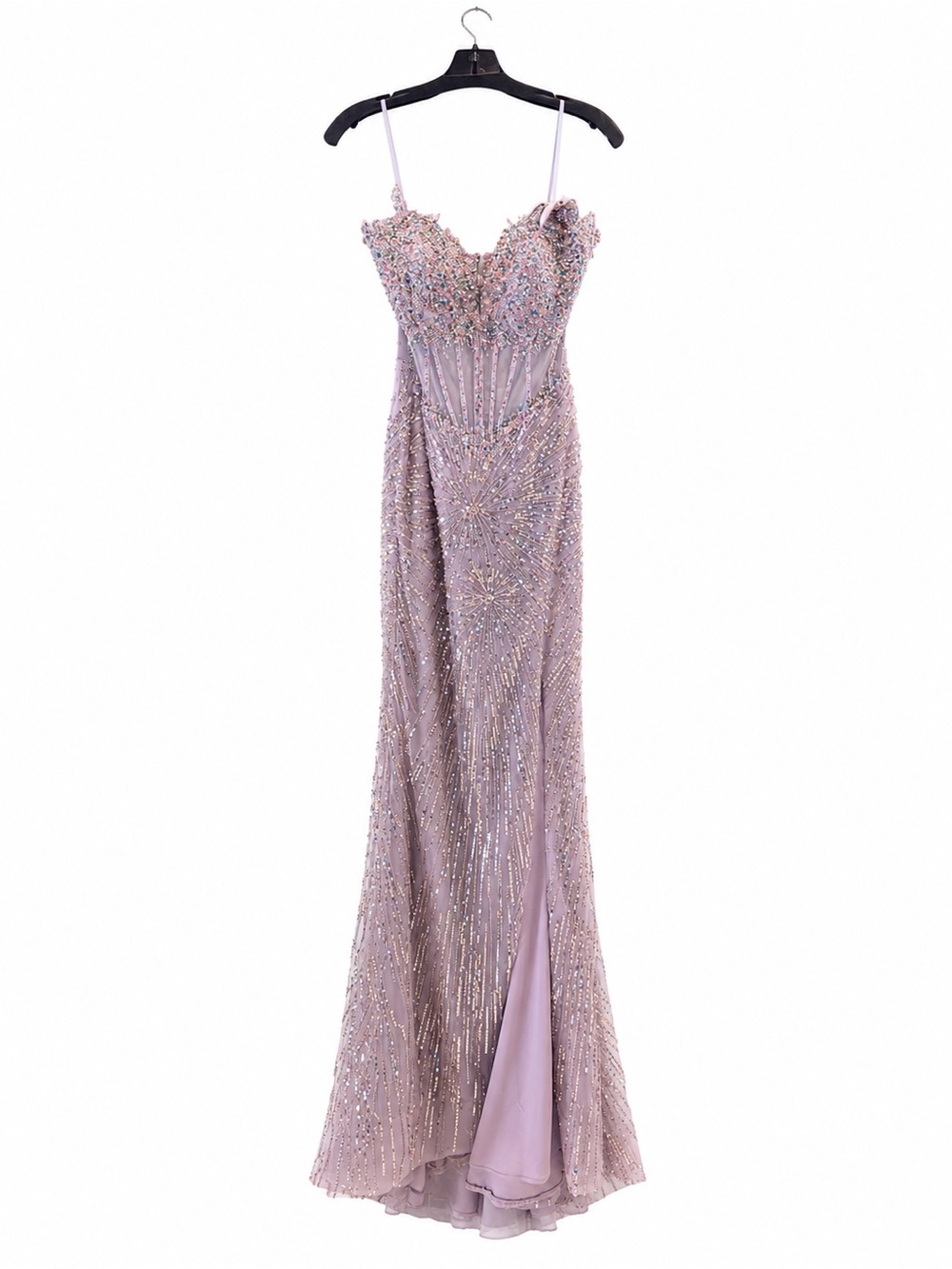 Catwalk 10456 Lavender Beaded Prom Gown with Spaghetti Straps